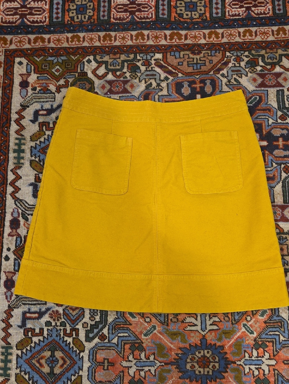 Boden Mustard Yellow Mini Skirt with Patch Pockets